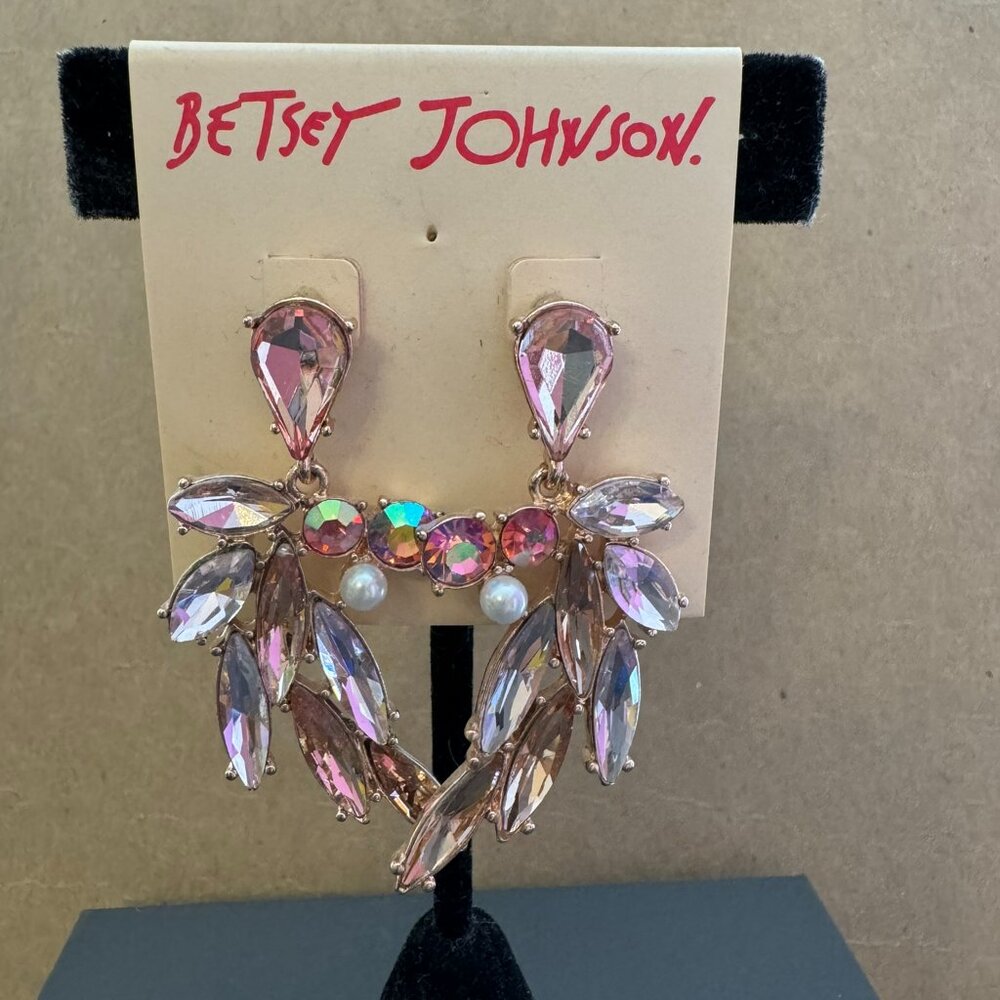 Betsey Johnson Pink Rhinestone Earrings